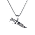 Men's silver skull necklace with stainless steel chain and alloy pendant in sports style
