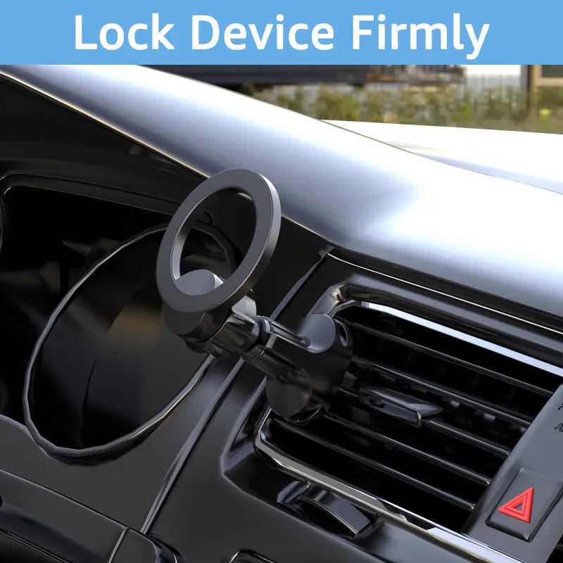 Black magnetic suction car phone holder with O-ring for air vent mounting