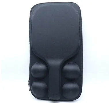 Black waterproof EVA pickleball racket storage case with shoulder straps showing 45x25x8 cm dimensions