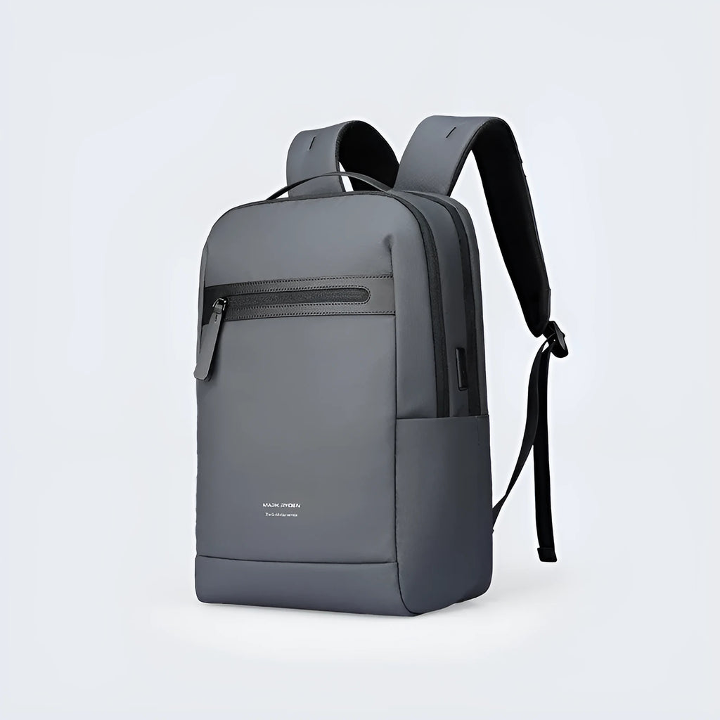 Graphite grey business backpack with USB charging port showing oxford cloth material and under 20 litre capacity