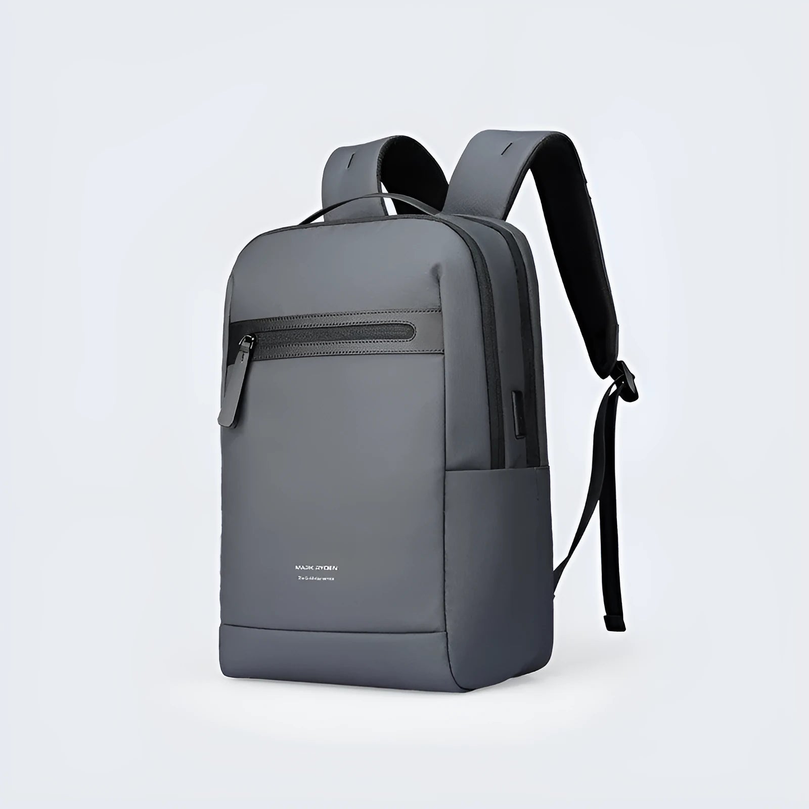 Graphite grey business backpack with USB charging port showing oxford cloth material and under 20 litre capacity