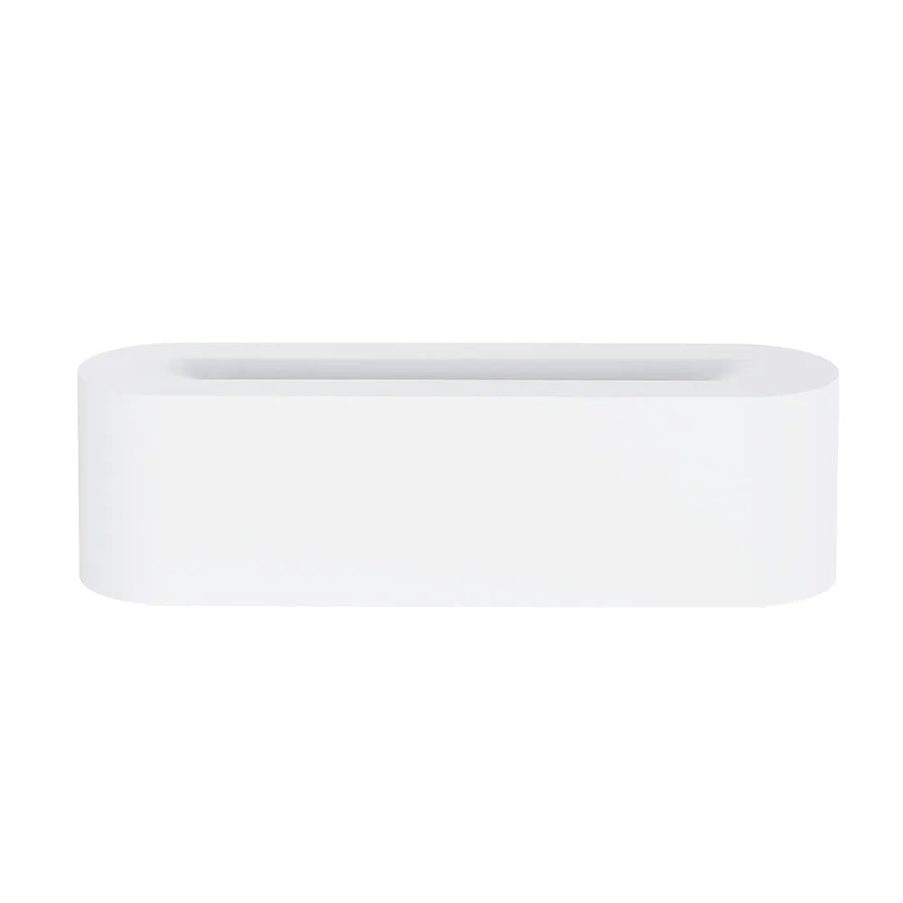 Black square USB aroma diffuser humidifier with colour-changing flame LED light and water tank on a wooden table.