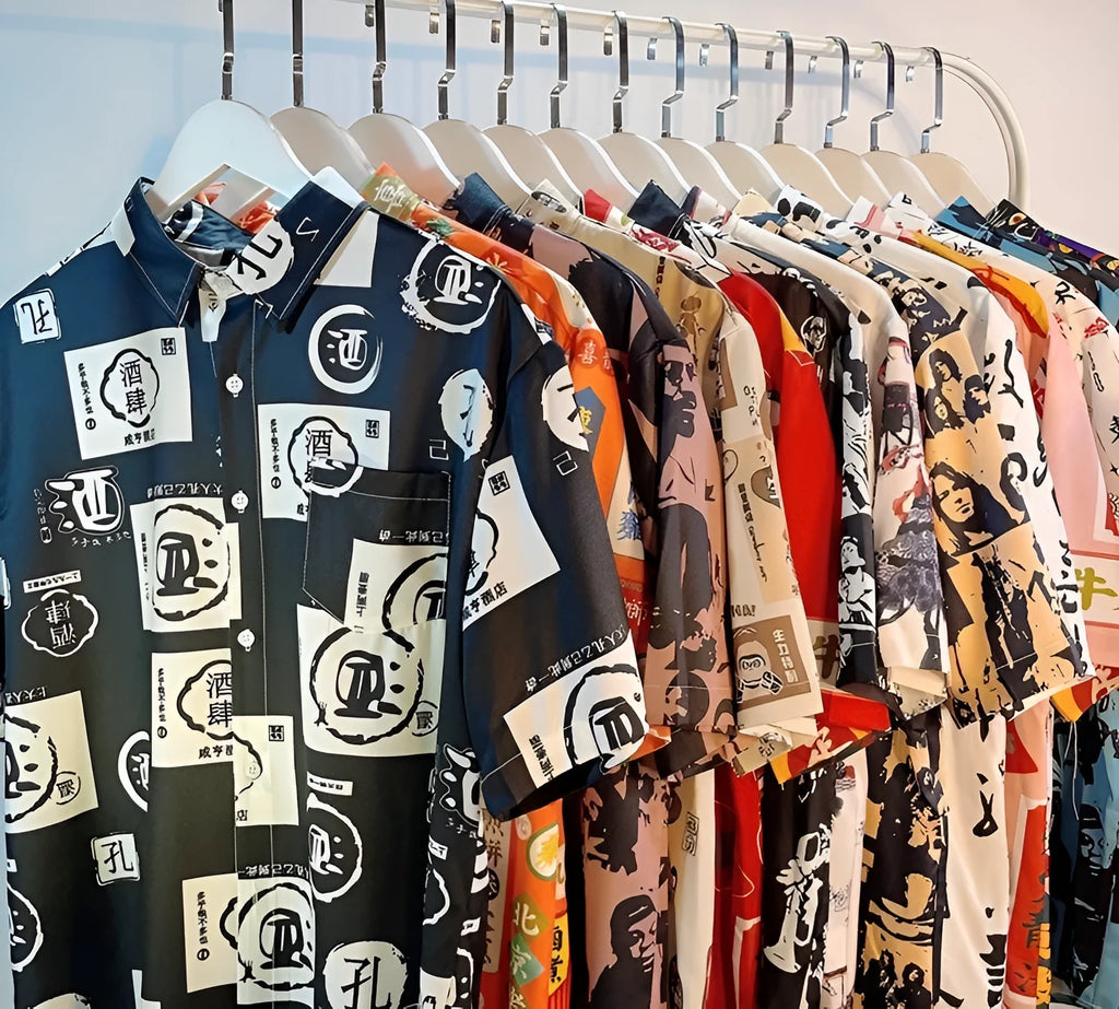 Printed short sleeve shirt with floral pattern and loose fit design