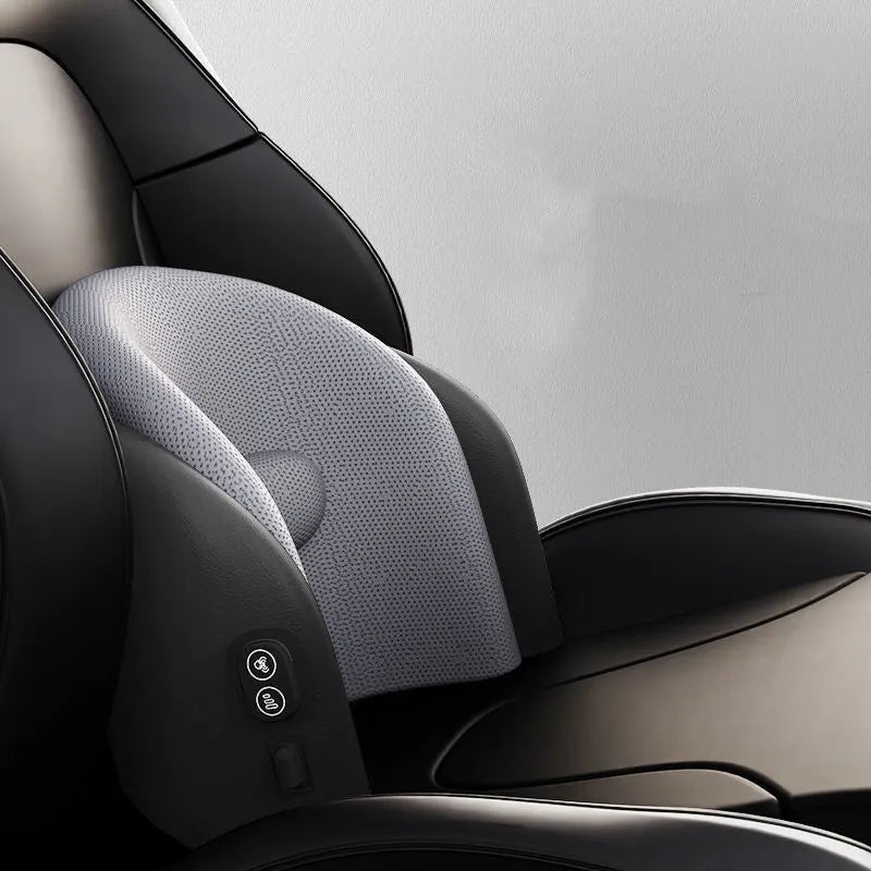 Car seat massage cushion with memory cotton construction and electric massage function for headrest and lumbar support