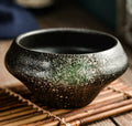 Japanese ceramic tall soup bowl with underglaze decoration in stone conch bowl pattern