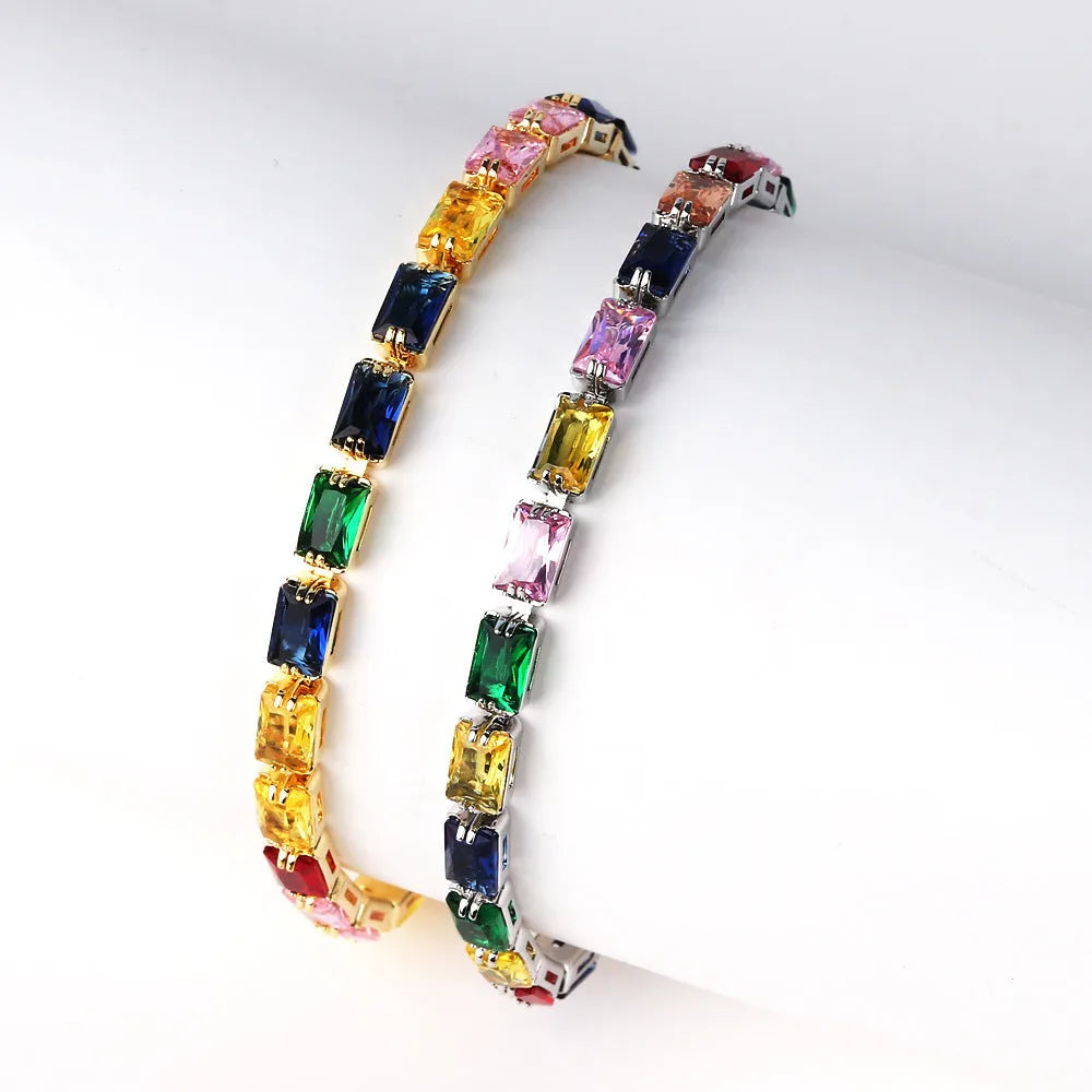 Women's zircon bracelet with adjustable alloy design and electroplated gold or platinum finish