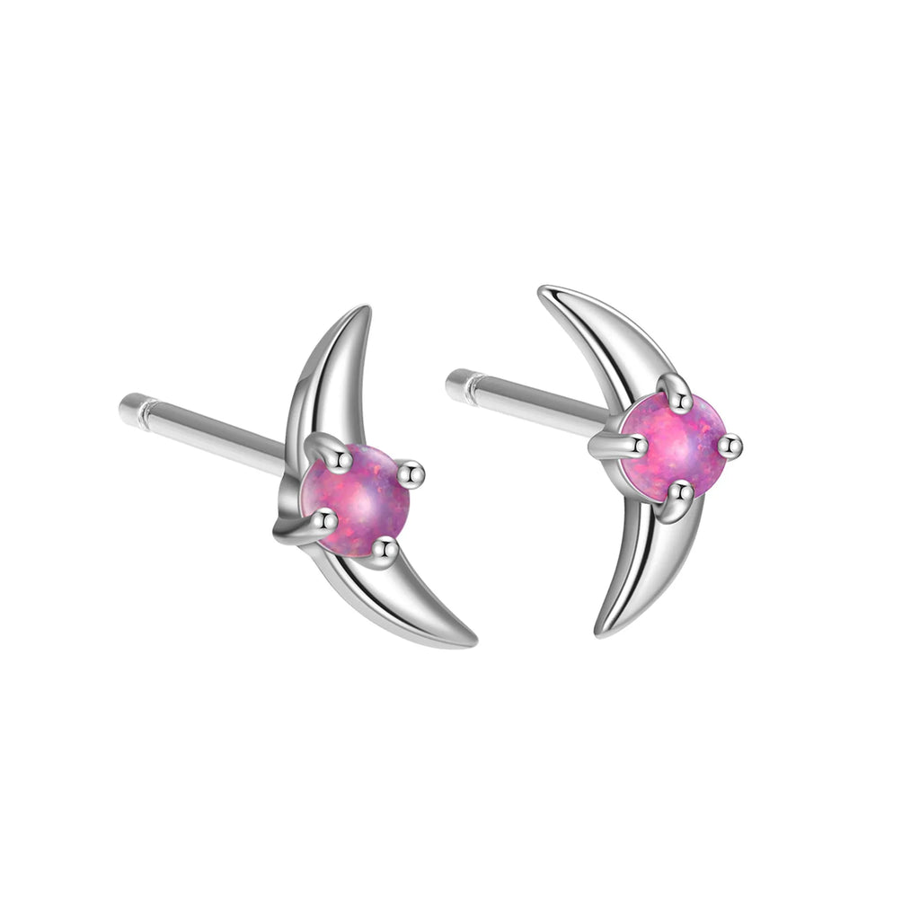 Geometric 925 silver earrings with electroplated gold or platinum finish and coloured stone.