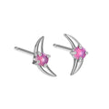 Geometric 925 silver earrings with electroplated gold or platinum finish and coloured stone.