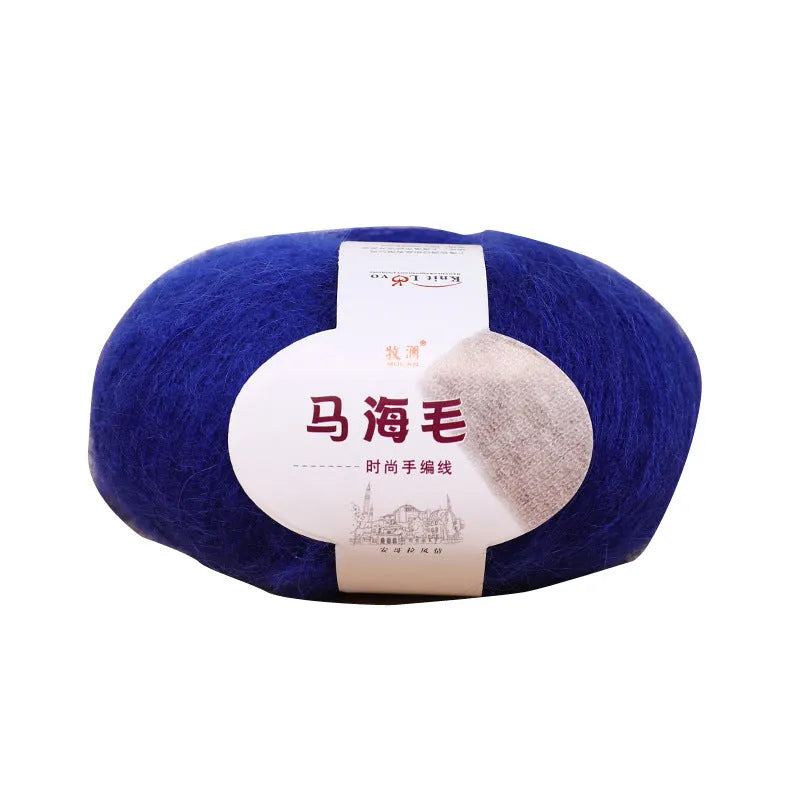 Mohair wool ball for DIY scarf knitting with 34 colour options including white, grey, pink, blue and green