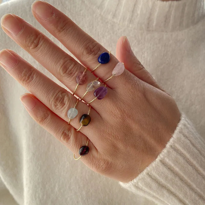 Geometric agate women's ring in original design with eight colour options