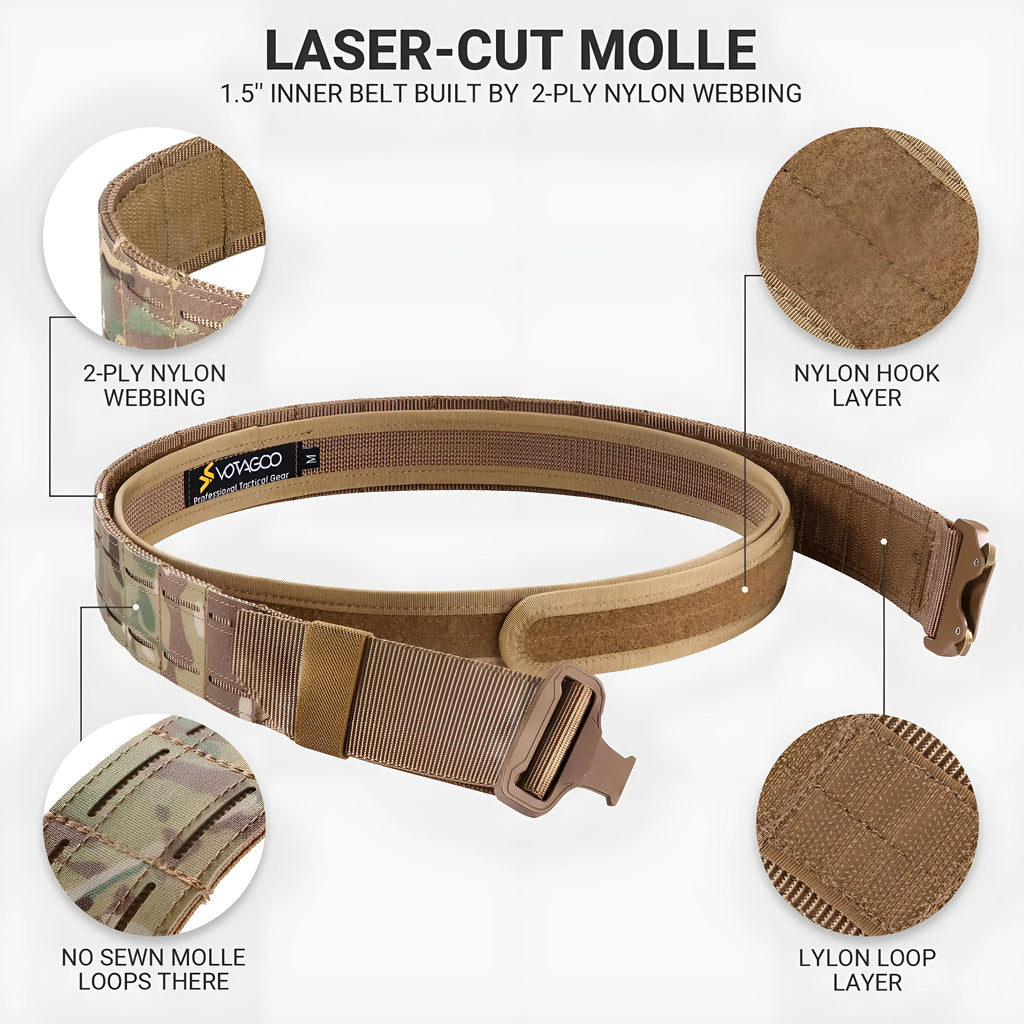 VOTAGOO 2-inch wide laser cut tactical belt with quick-release alloy buckle in CP camouflage colour