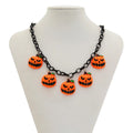 Halloween ghost pumpkin necklace with acrylic pendant in mixed colours on plastic chain