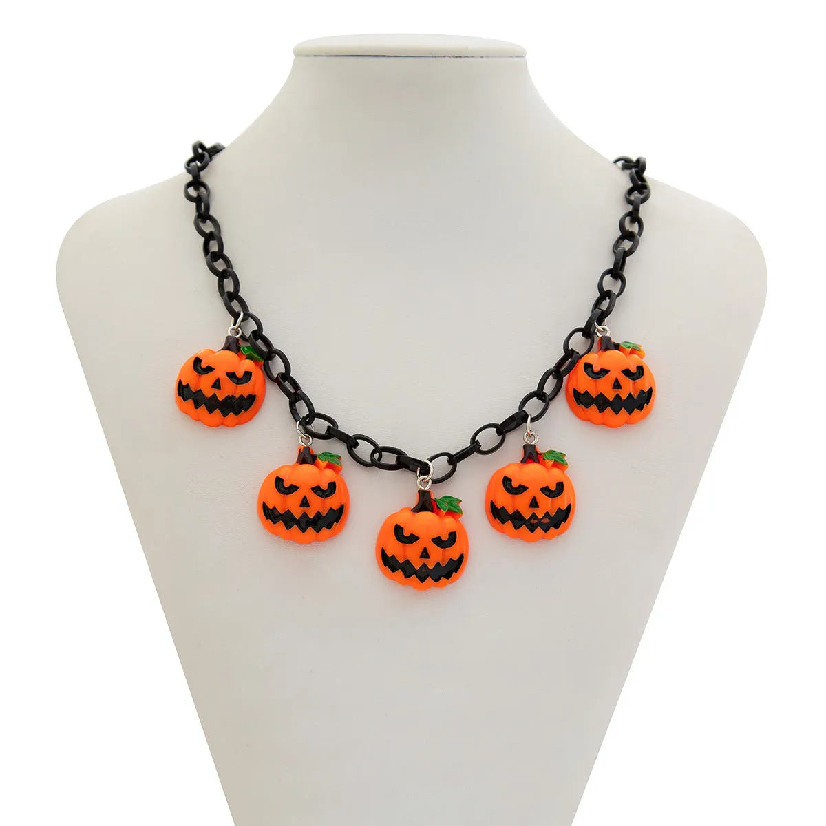 Halloween ghost pumpkin necklace with acrylic pendant in mixed colours on plastic chain
