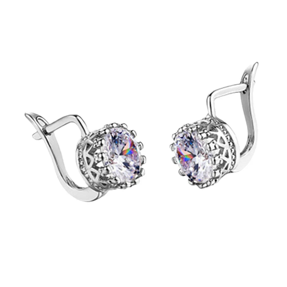 Korean retro crown ear clip earrings in copper with rose gold and white gold colour options