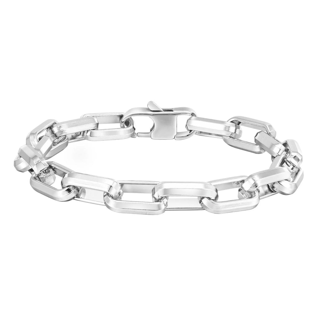 Men's simple square chain titanium steel bracelet in gold, black, steel, or retro colour.