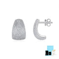 Geometric shaped S925 sterling silver ear studs with moissanite stones, shown with alloy backs.