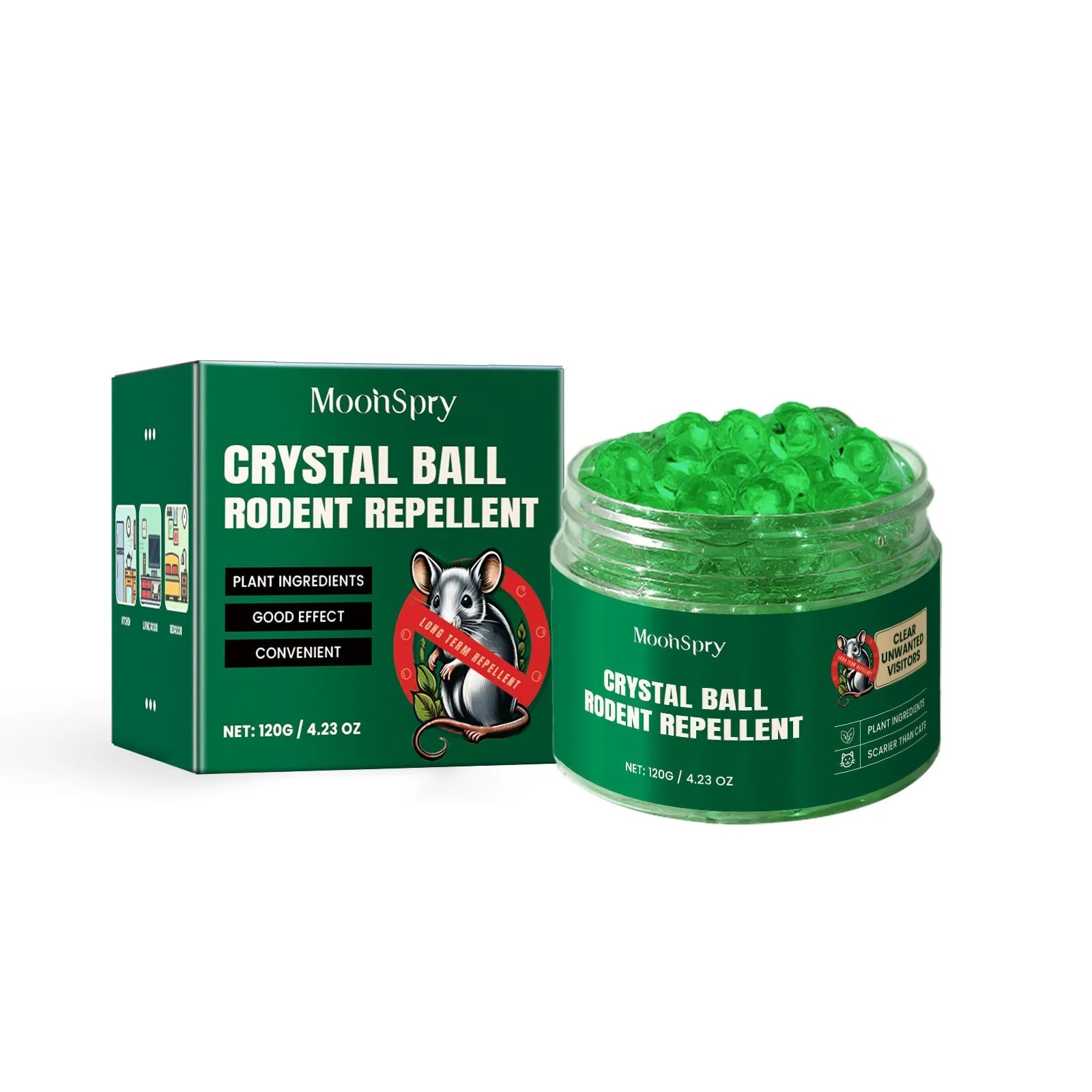 60ml bottle of rat repellent spray with essential oils for home, car and outdoor use.