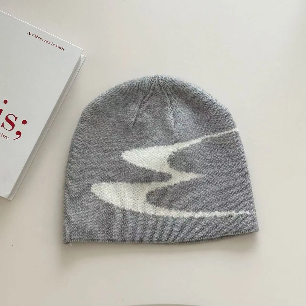 Acrylic thermal beanie hat in white grey black colours for autumn winter wear