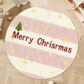 Alien-shaped Christmas round floor mat with cashmere-like texture and festive patterns