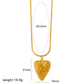 Stainless steel fruit necklace pendant on a chain, showing apple, grape, watermelon, pineapple, strawberry, and banana charm options.