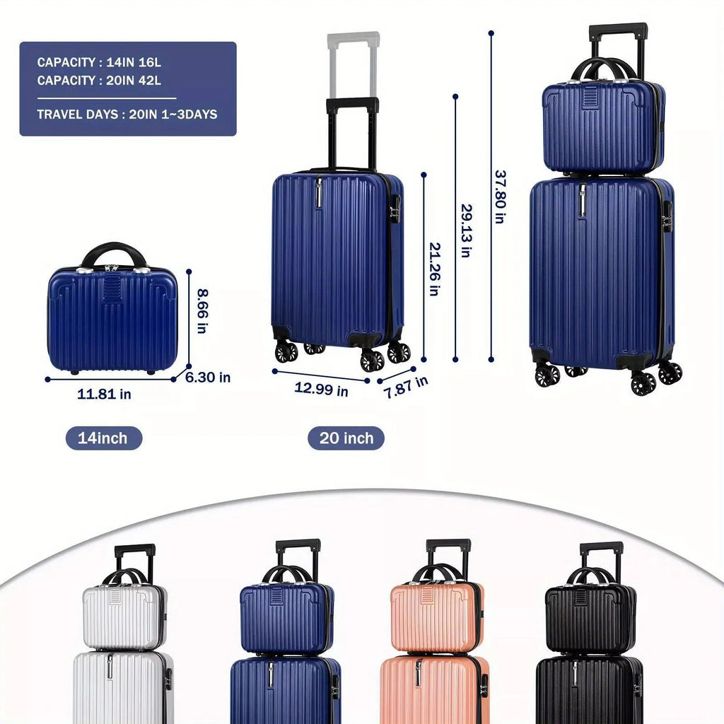 Aluminium alloy luggage travel set with 14 inch and 20 inch trunks for male travellers
