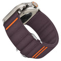 Elastic nylon watchband with stainless steel buckle for Apple Watch in multiple colour options.