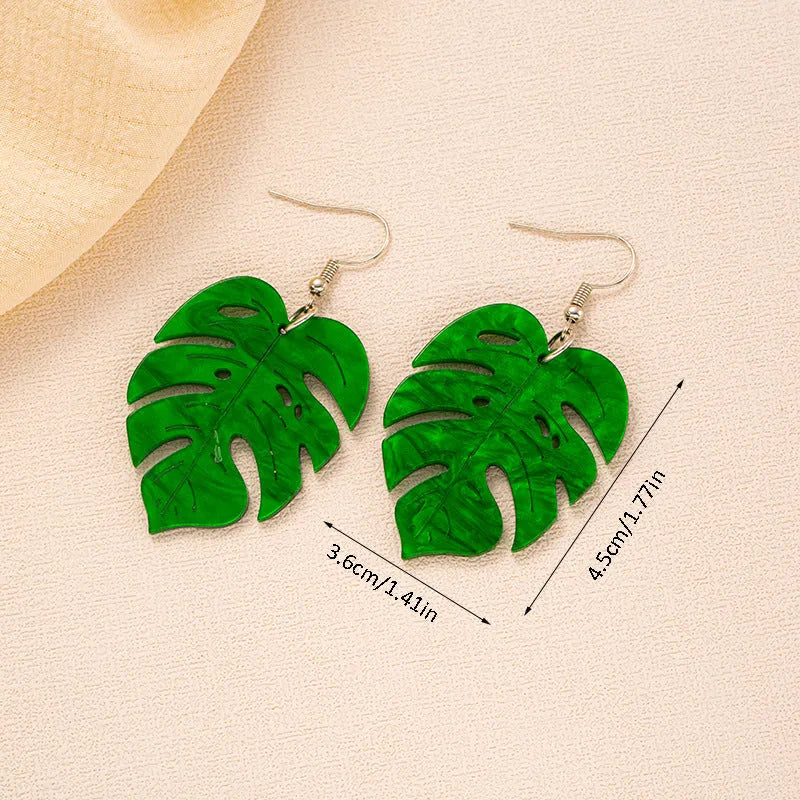 Acrylic drop earrings with coconut artocarpus heterophyllus ear hook design in summer colours