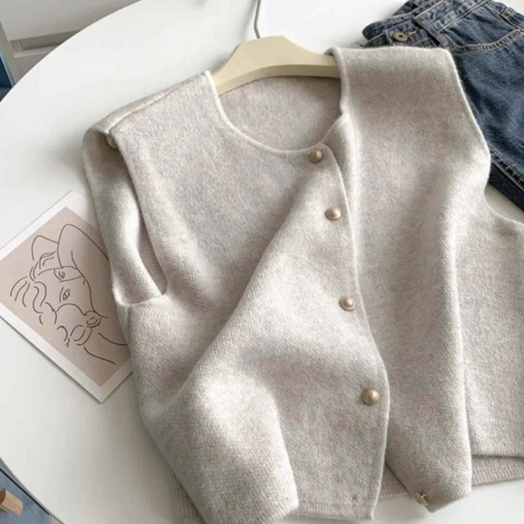 Women's casual polyester pullover vest in six colours, shown with half-length sleeves.