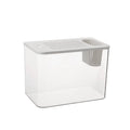Medium black plastic betta fish tank with a cover on a wooden surface.