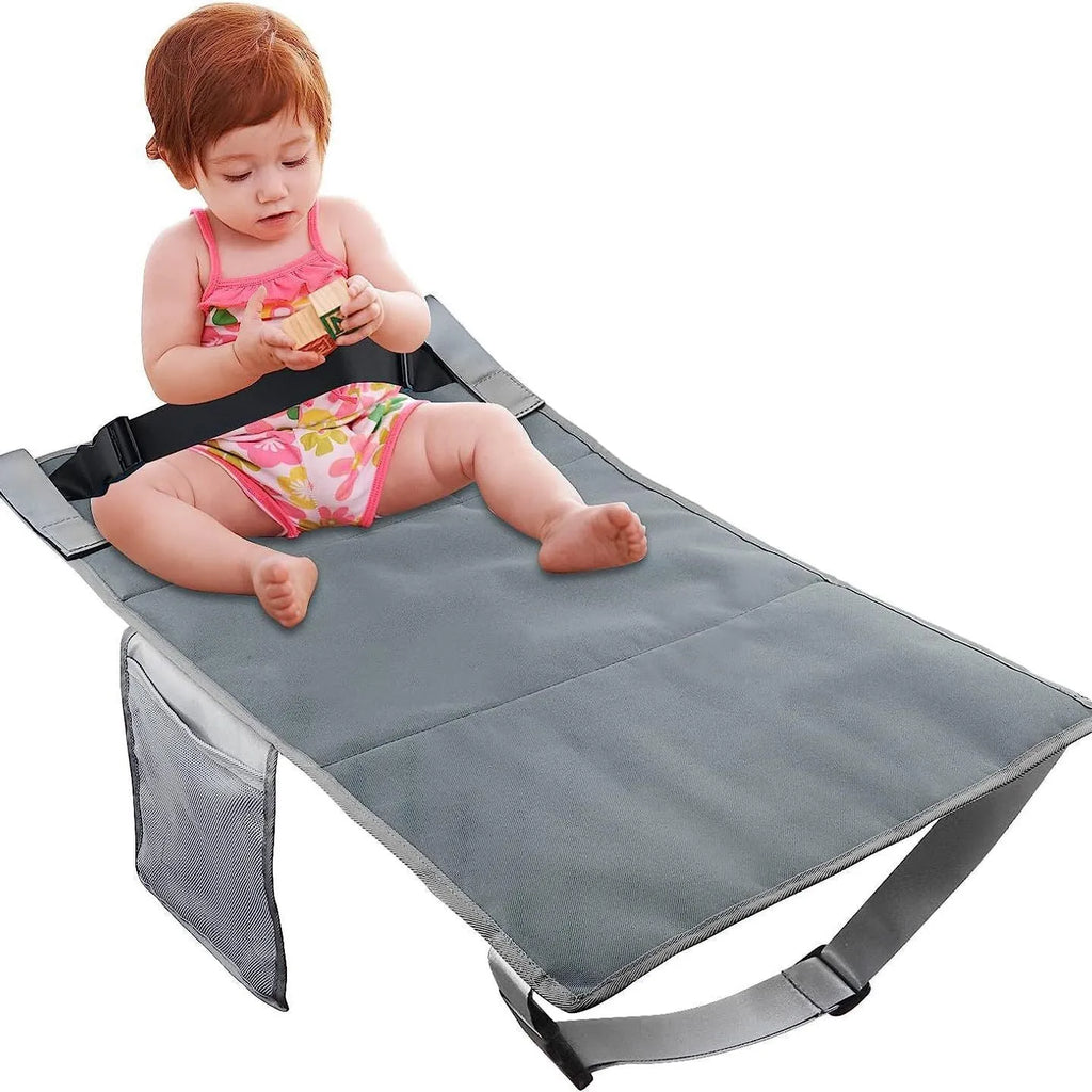 Portable children's aircraft seat extender footrest in nylon with drawstring storage pocket