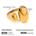 Geometric stainless steel open ring for women with electroplated finish