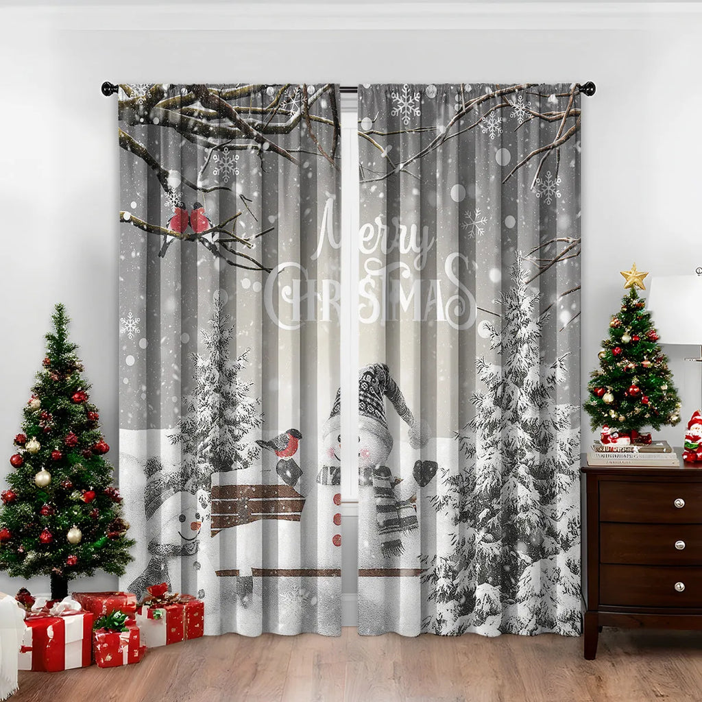 3D digitally printed Christmas curtains in polyester fabric with high sunshade functionality