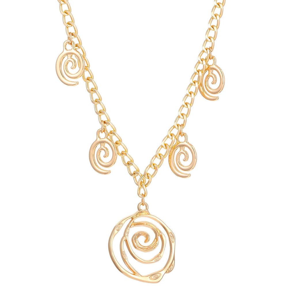 Spiral donut jewellery set with necklace, bracelet and ear hooks in gold or silver tone