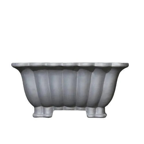 Purple sand ceramic square bonsai pot with warp design, 37cm diameter desktop planter