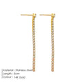Sweet Elegance women's geometric zircon earrings in stainless steel, shown in gold and steel colour options.