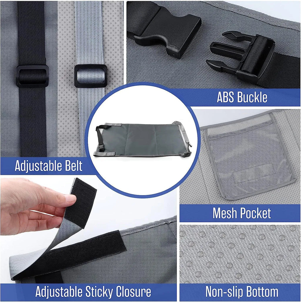 Portable children's aircraft seat extender footrest in nylon with drawstring storage pocket