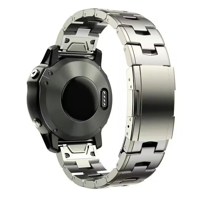 Garmin Fenix Jiaming watch replacement strap in black, silver, or titanium colour with 22mm or 26mm connector