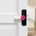 Round floral patterned PEVA door handle protective cover in beige colour.