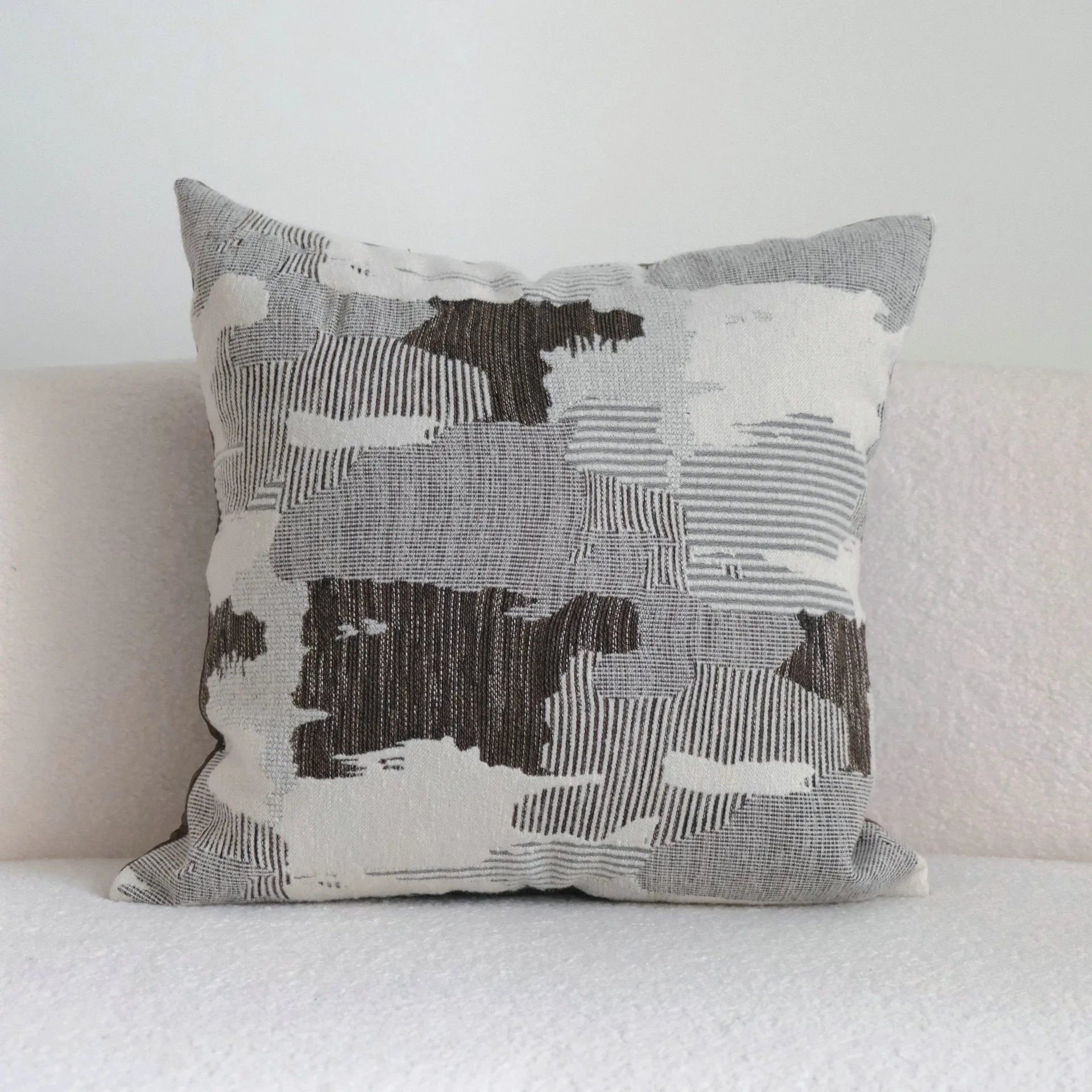 Coffee brown Chinese classical style cushion pillow on sofa in stripe and patchwork patterns