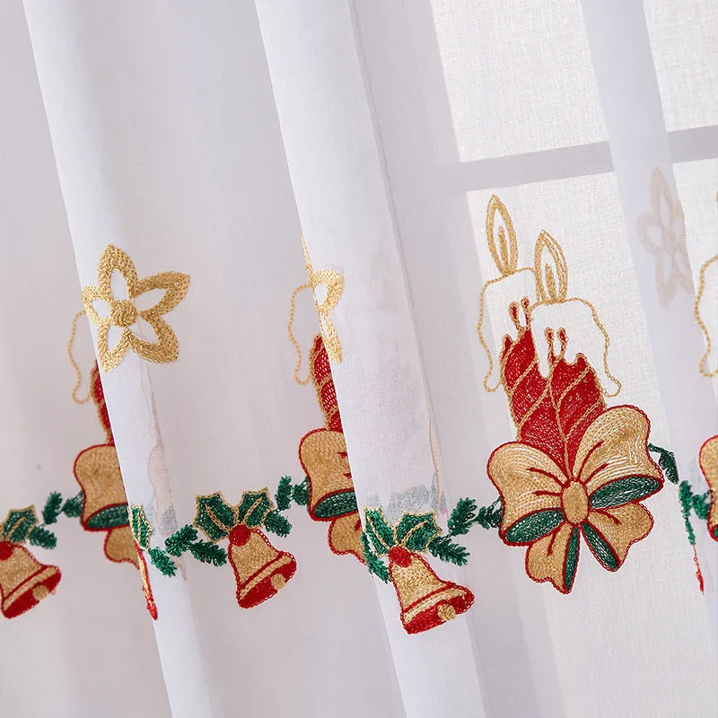 Christmas snowflake embroidery curtain in American style with semi-sunshade functionality