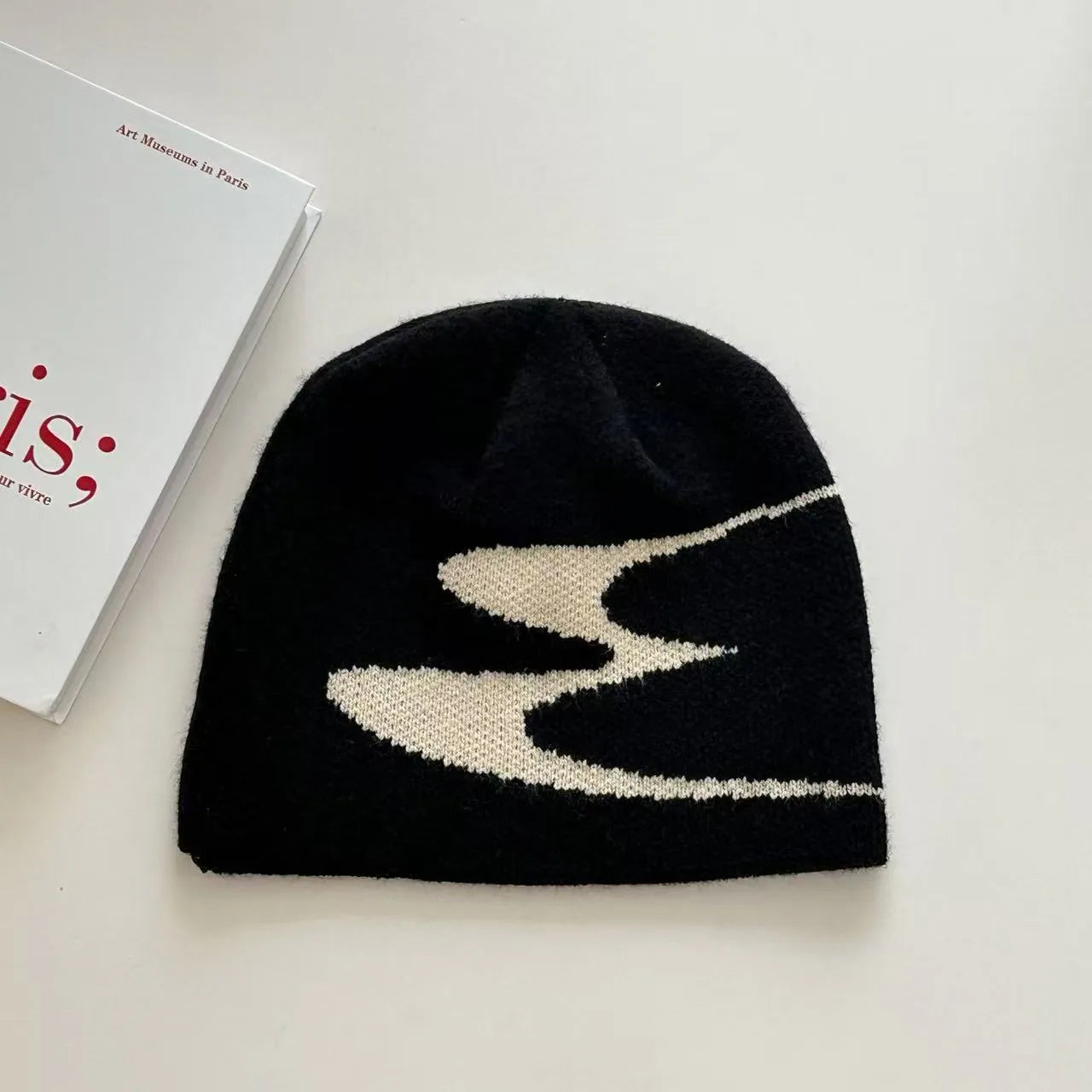 Acrylic thermal beanie hat in white grey black colours for autumn winter wear