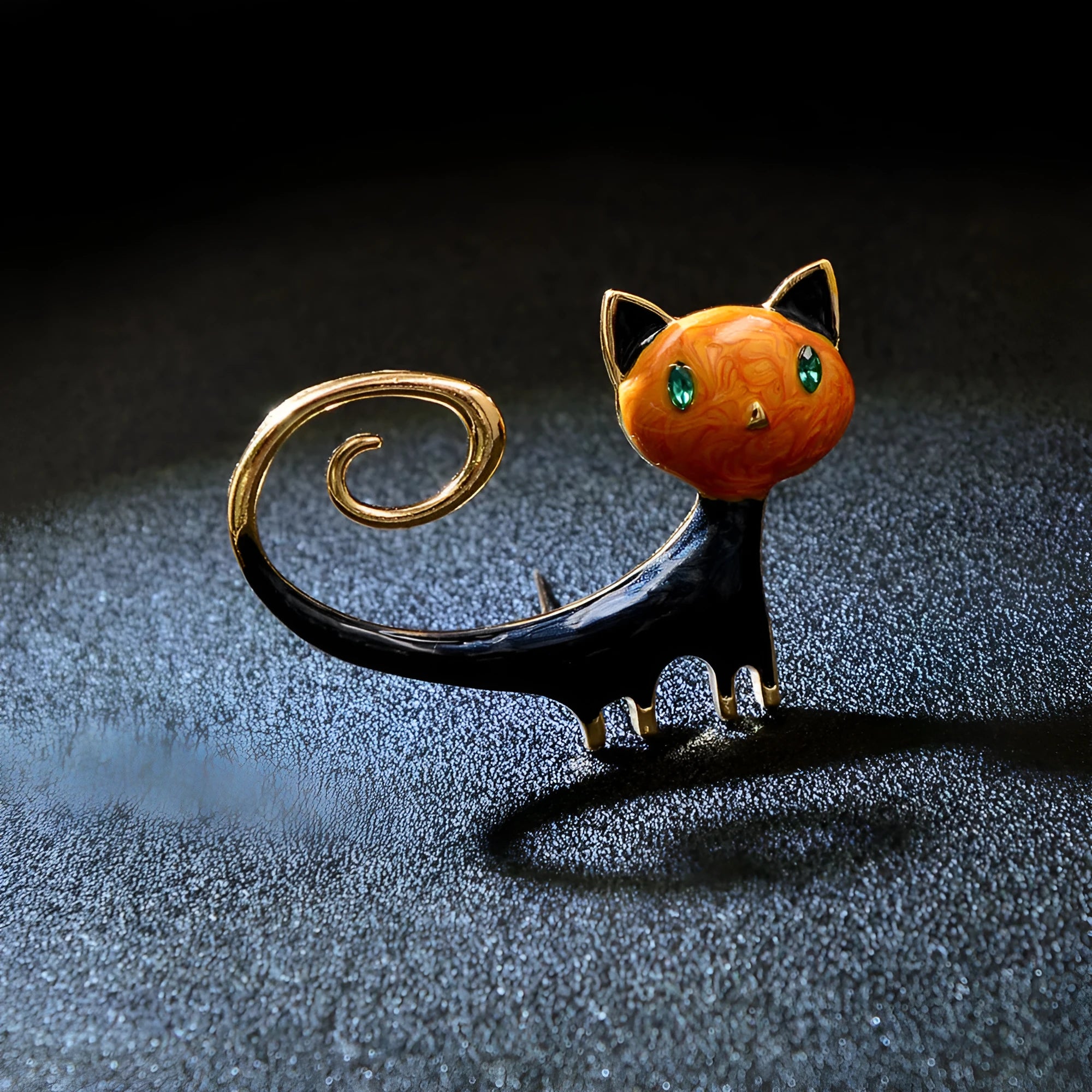 Personalised painted cat tail brooch in alloy metal with simple design for women's decorative accessory