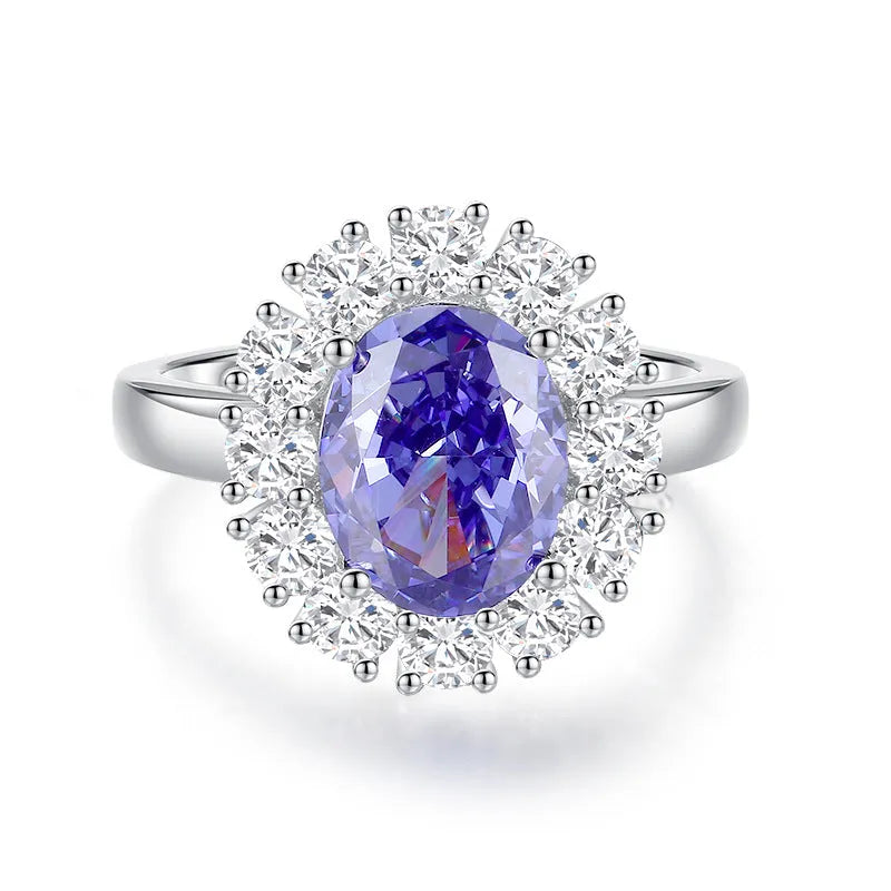 925 Sterling Silver heart ring with Ice Flower cut Tan Sang colour zircon stone.