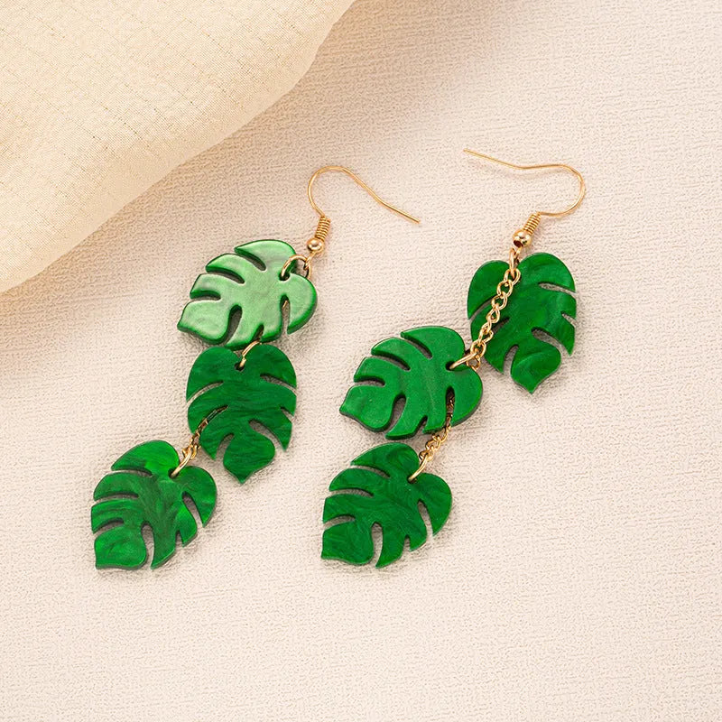 Acrylic drop earrings with coconut artocarpus heterophyllus ear hook design in summer colours
