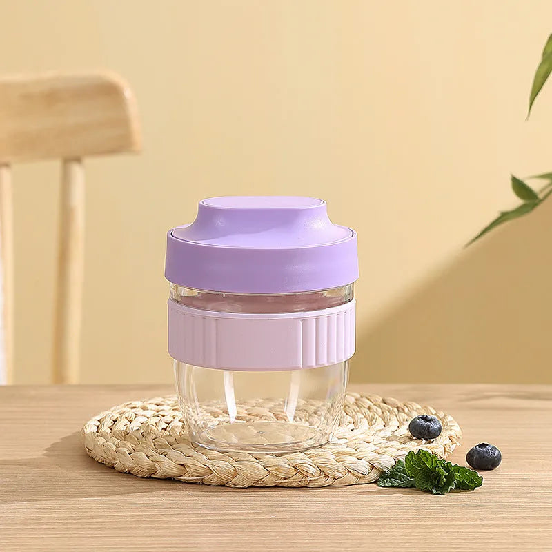 Green PP plastic salad cup with oat lid and spoon showing sealed leak-proof design