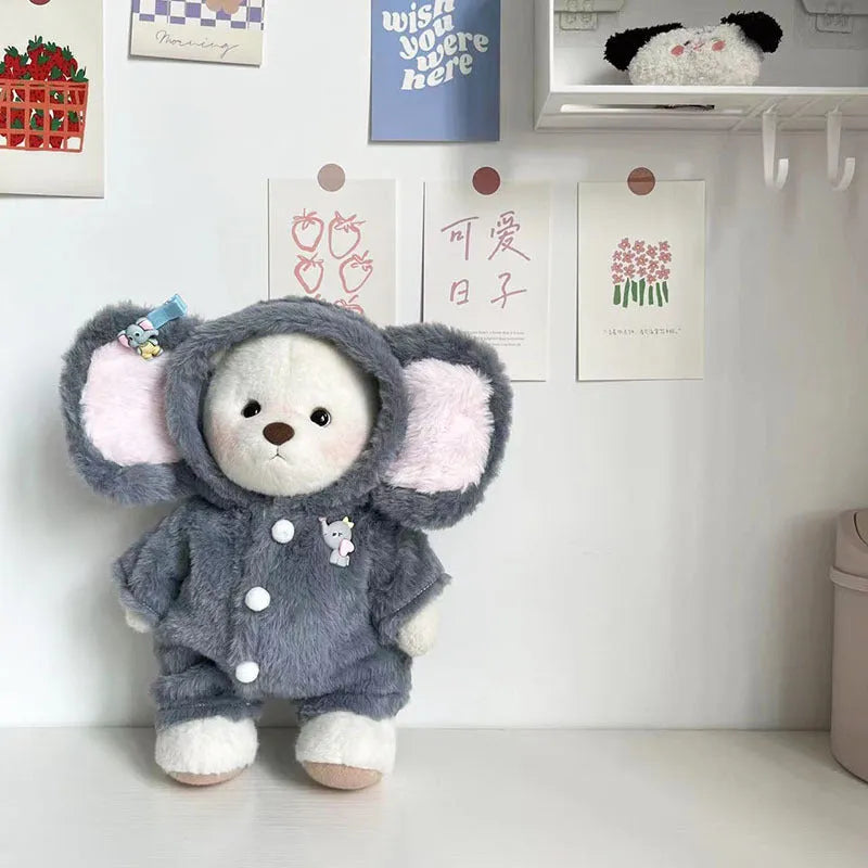 Grey elephant jumpsuit suit for 30cm Lina bear doll plush costume