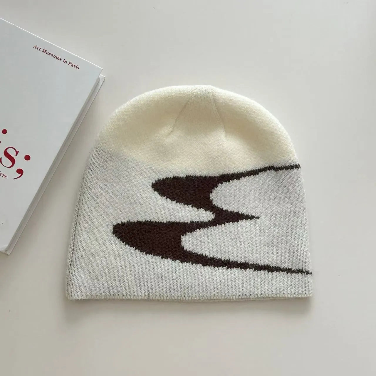 Acrylic thermal beanie hat in white grey black colours for autumn winter wear