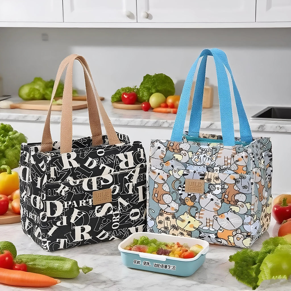 Women's large canvas handbag with aluminium base showing floral print option