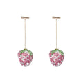 Geometric strawberry-shaped zinc alloy earrings for women in six colour options with spot drill texture.