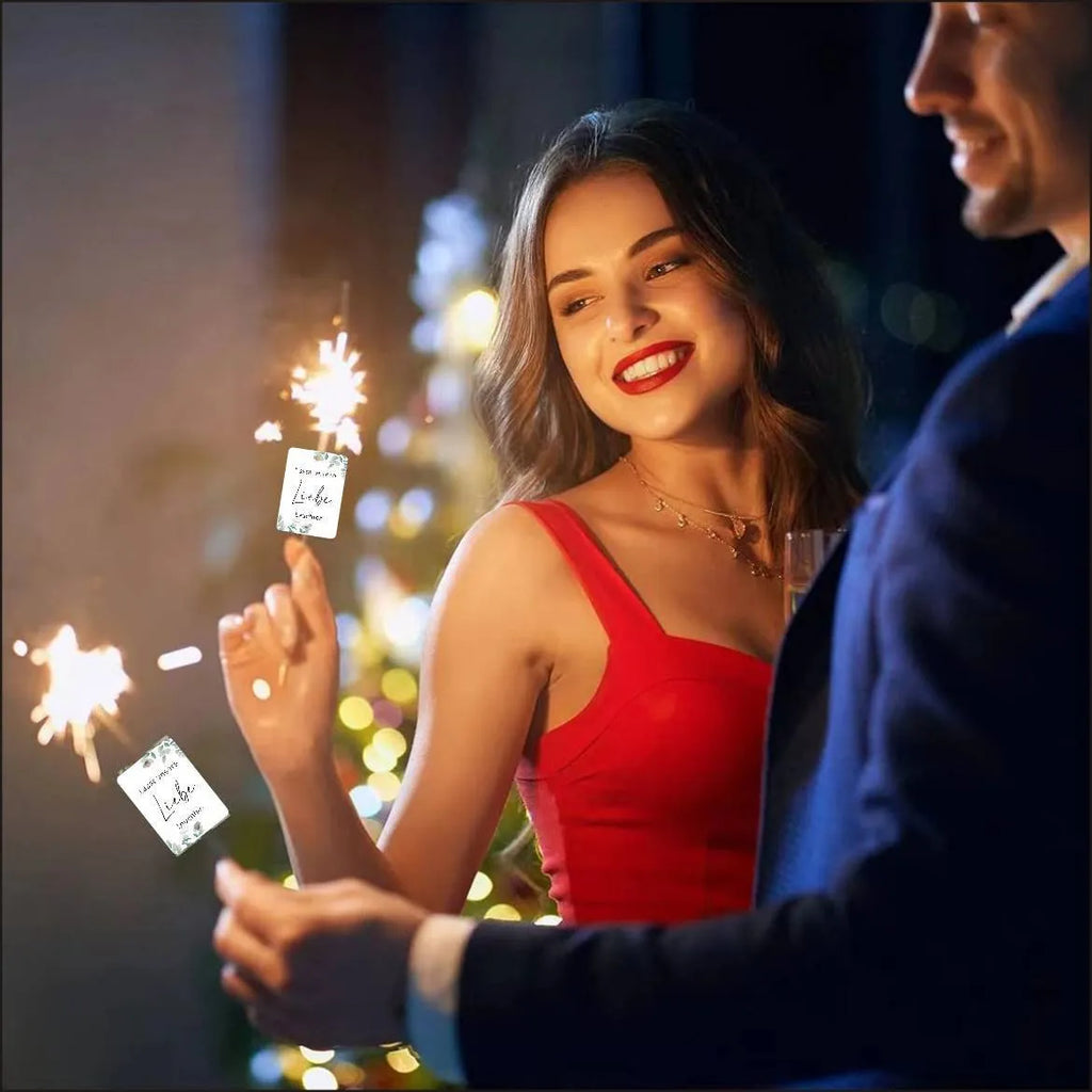 50-piece set of white card fireworks design labels for wedding and celebration table decorations